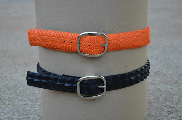DIY Upcycled Bicycle Tire Belts Example